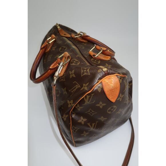 Vintage Louis Vuitton Leather Monogram Speedy Boston Hand Bag Brown - Picture 5 of 16